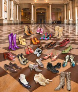 A montage of photos of stylish shoes likely worn at Music Hall throughout the structure's history 