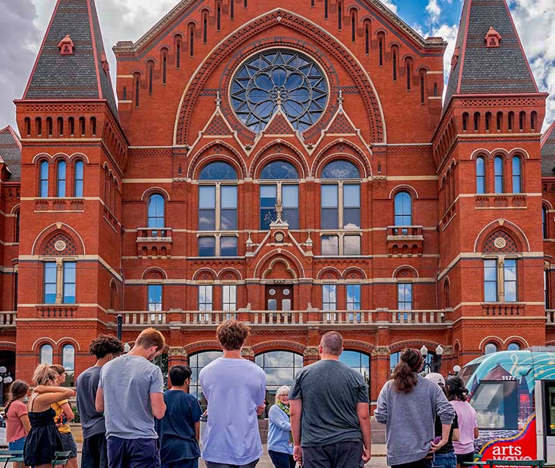 FMH historian Thea Tjepkema gave a tour of Music Hall to DAAP students.