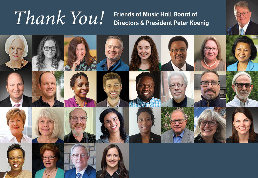 <h5>Board of Directors 2024-25</h5> Board of Directors, Friends of Music Hall 2024-2025
