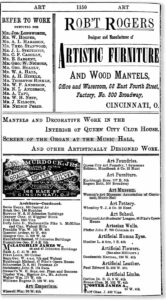Art Emporium: William Wiswell & Art Museum: Women’s Art Museum Association of Cincinnati, Music Hall, Williams’ City Directory, 1880, p.1150.