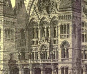 Detail of Trefoil Arch Niche with Bust, Architectural Rendering by W.S. Burrous, 1878, American Architect and Building News, April 27, 1878, No. 122, p. 145-147.