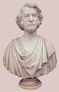 Bust of Senator Charles Sumner (1876) by Preston Powers,Courtesy of Bates College Museum of Art, Gift of the Class of 1883.