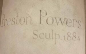 Verso Base, inscribed: “Preston Powers / Sculp. 1884”, Bust of Charles Aiken (1884) by Preston Powers, Cincinnati Music Hall.