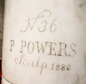 Verso Base, inscribed: “No 36 / P POWERS / Sculp 1880”, Bust of Emanuel Swedenborg (1880) by Preston Powers, Glendale New Church.
