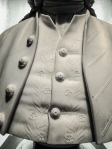 Detail of Vest, Bust of Emanuel Swedenborg (1880), by Preston Powers, Glendale New Church.