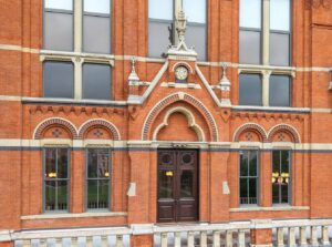 Trefoil Arch Niche for Bust Under Datestone, Photo by J. Miles Wolf, 2025.