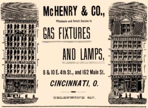 McHenry & Co. Gas Fixtures AD, Cincinnati Illustrated Business Directory, 1886, p. 410.